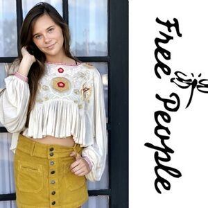 Free People Claudine Top in Nude long sleeve